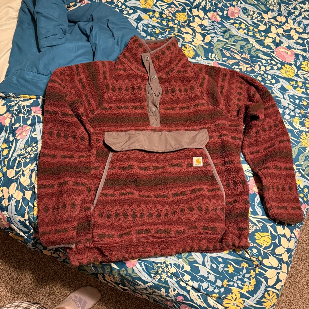 Carhartt women’s Red Sherpa pull over sweater